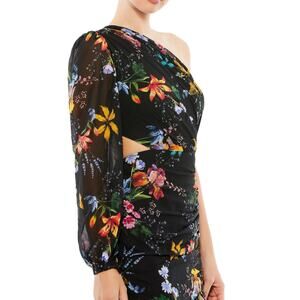 Mac Duggal High one Shoulder Floral Dress Cruise for Xmas